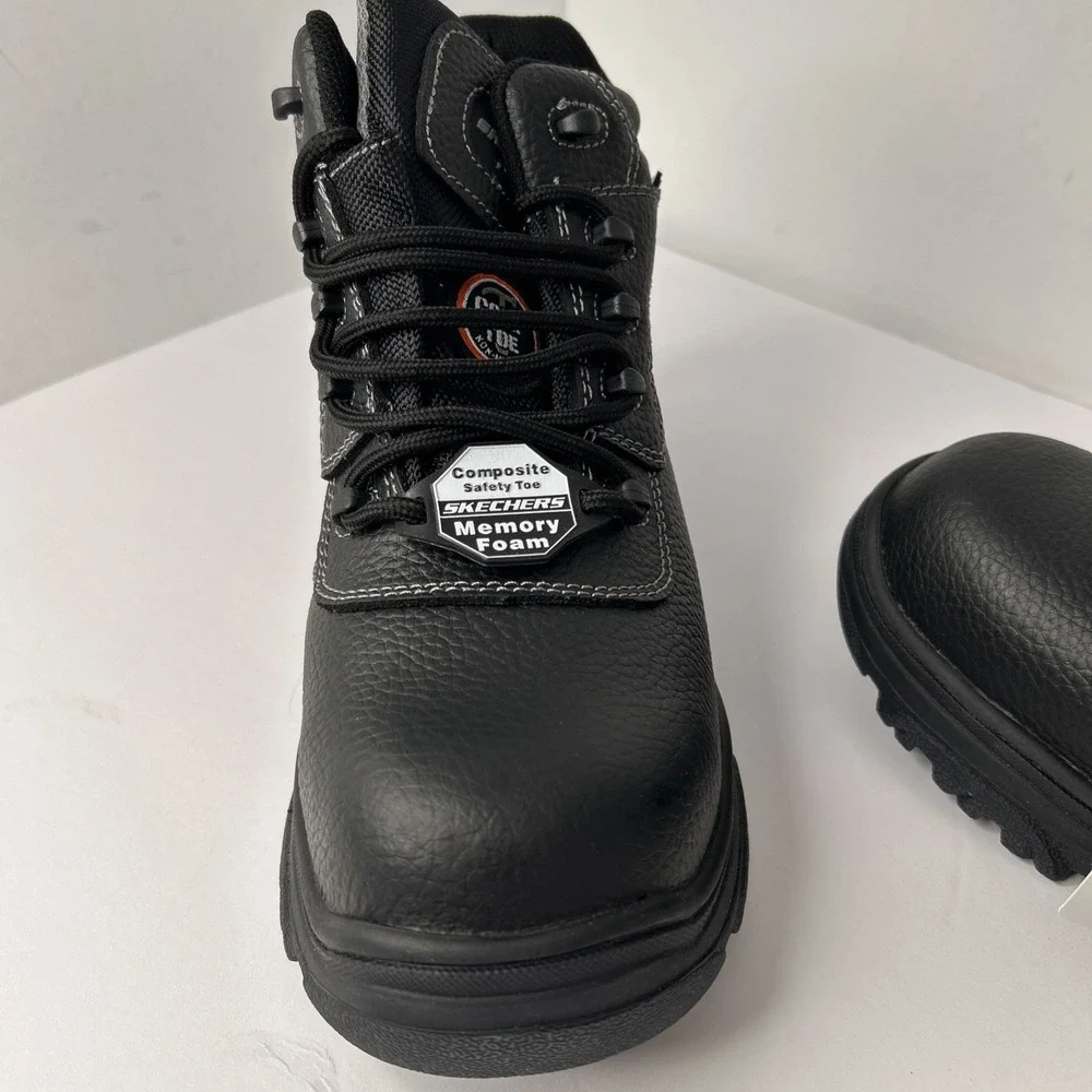 Skechers Burgin Sosder Black Comp Toe Work Boots Men Size 9 Workwear Tough Boots